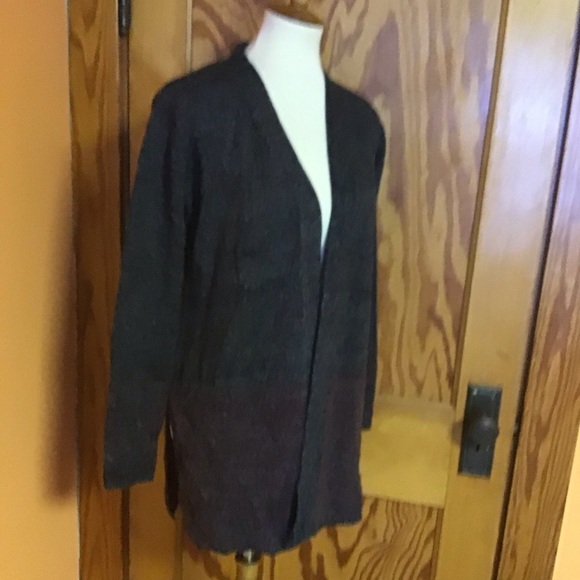 Karen Scott charcoal n red oversized cardigan - Picture 6 of 12